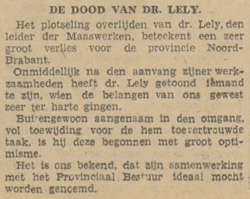 Overlijden C.W. Lely