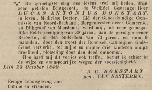 Overlijden Bokstart